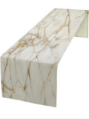 White Marble Table Runner Gold Textures Pattern Table Runner Table Cloth Decor